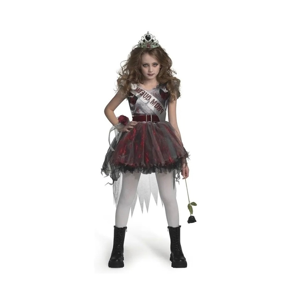 spooktacular creations dark prom queen costume set kids girls size large (10-12)